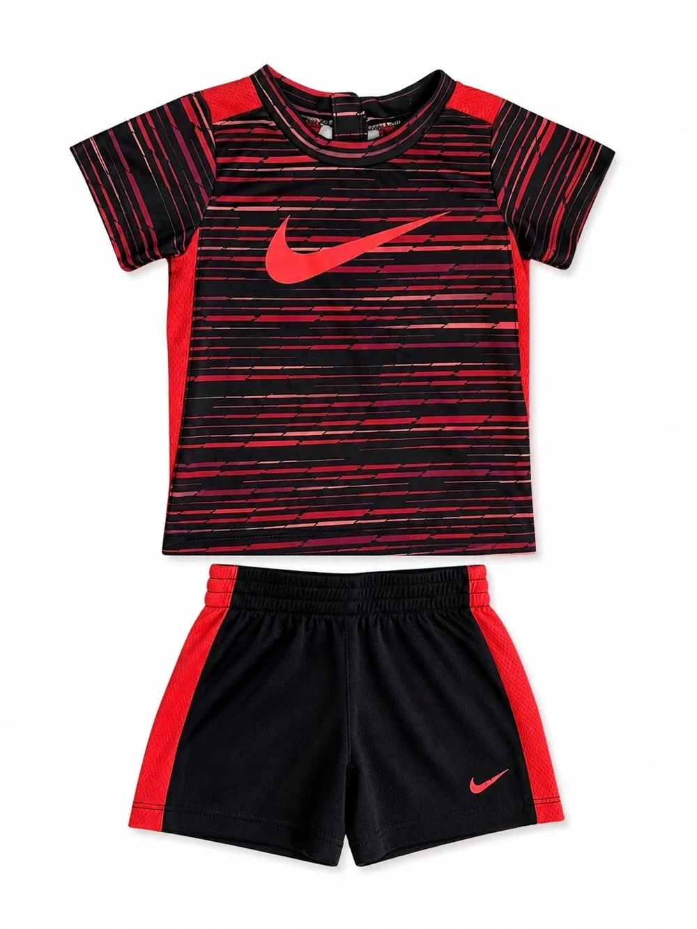 Nike 18 Month Boys Athletic Shorts & Shirt Set Black Red Athletic Matching Set